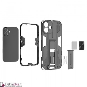 Šarvuotas dėklas su kojele - juodas (Apple Iphone 16 Plus) Šarvuotas dėklas su kojele - juodas (Apple Iphone 16 Plus)